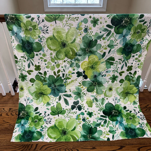 Blanket - Dark & Light Green Floral