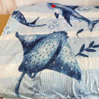 Blanket - Ocean Blue Stripe Stingray Shark