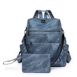 Denim Suede Brooke Backpack + Pouch