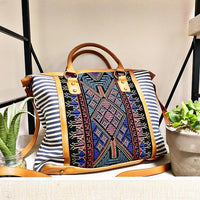 Custom Designed Aztec Striped Embroidery Bag