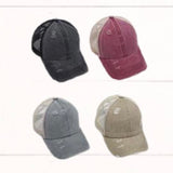 C.C. Distressed Ponytail Hats (Multiple Options Available)