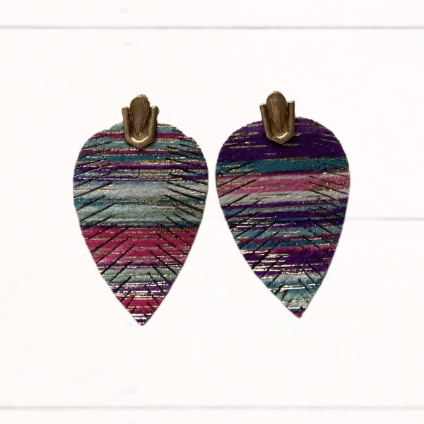 Blue, Purple, Pink, and White Gold Fringe Earrings