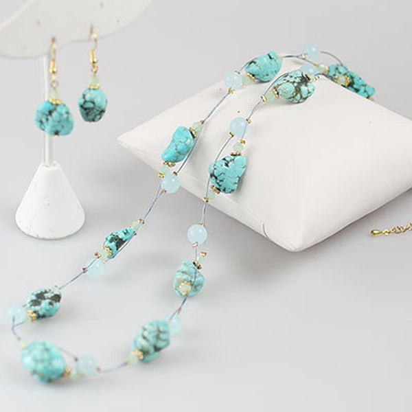 Floating Stone Necklace & Earrings Set (Multiple Options)