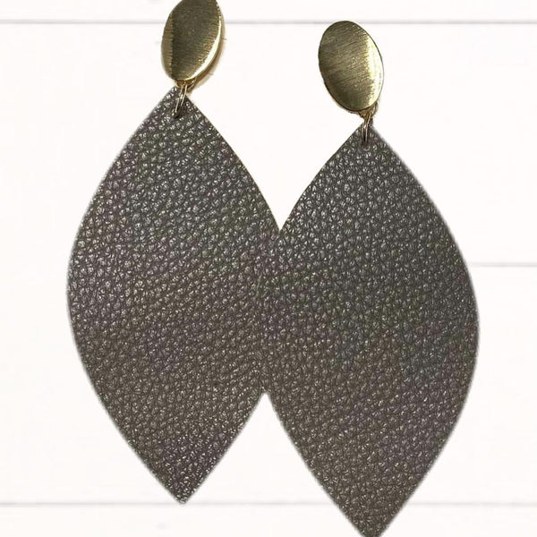 Gray & Gold Pointed Oval Mandorla Earrings