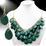 Triple Layered Gems Necklace & Earrings Set (Multiple Options)
