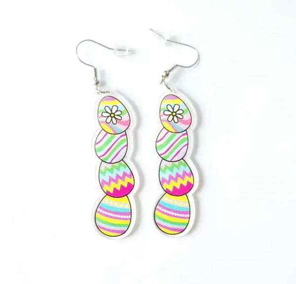 Acrylic Dangle Earrings - Easter - Stacked Eggs