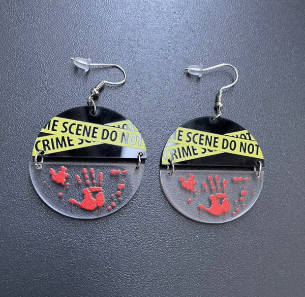 Acrylic Dangle Earrings - Half & Half - Crime Scene